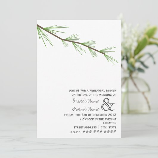 Pine Bough Probe Dinner Einladung (Stehend Vorderseite)