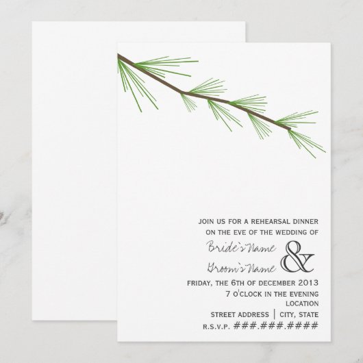 Pine Bough Probe Dinner Einladung (Vorne/Hinten)