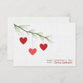 Pine Bough & Red Hearts Valentine's Day Card Einladung (Vorne/Hinten)