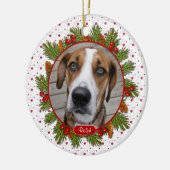 Pine Boughly Holly Foto Weihnachten Keramik Ornament (Links)