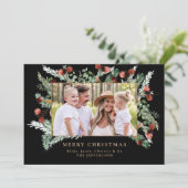 Pine Boughs & Berries Foto Schwarzes Weihnachtsfes (Stehend Vorderseite)