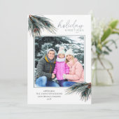 Pine Boughs Foto Feiertagskarte (Stehend Vorderseite)