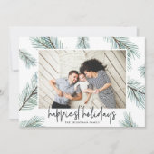 Pine Boughs | Happy Holidays Foto Feiertagskarte (Vorderseite)