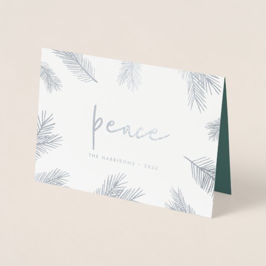 Pine Boughs | Holiday Foto Silver Folienkarte (Vorderseite)