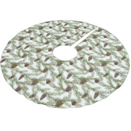 Pine Boughs & Pine Cones | Handgemalt Wasserfarbe Polyester Weihnachtsbaumdecke