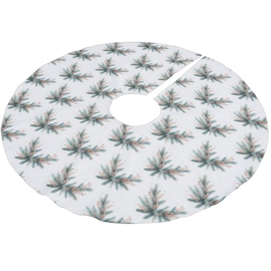 Pine Boughy Dusty Pink Stems Polyester Weihnachtsbaumdecke (Schrägansicht)