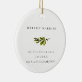 Pine Branch Erstes Weihnachtsfest Foto Merrily Ver Keramik Ornament (Rechts)