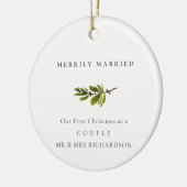 Pine Branch Erstes Weihnachtsfest Foto Merrily Ver Keramik Ornament (Links)