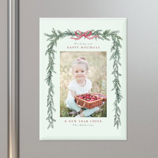 Pine Branch Frame Foto Minze Grün Weihnachten Magnet