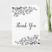 Pine Branch Schwarz-weiß Dankeschön Karte (Vorderseite)