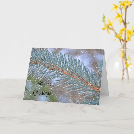 Pine Branch Snow Scene Seasons Weihnachten Karte (Gelbe Blume)