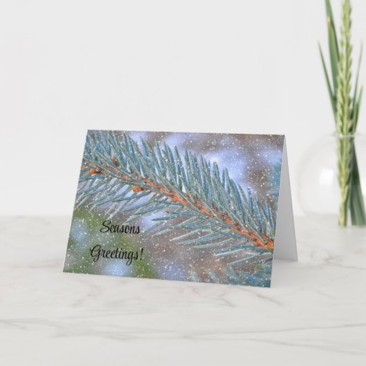 Pine Branch Snow Scene Seasons Weihnachten Karte (Vorderseite)