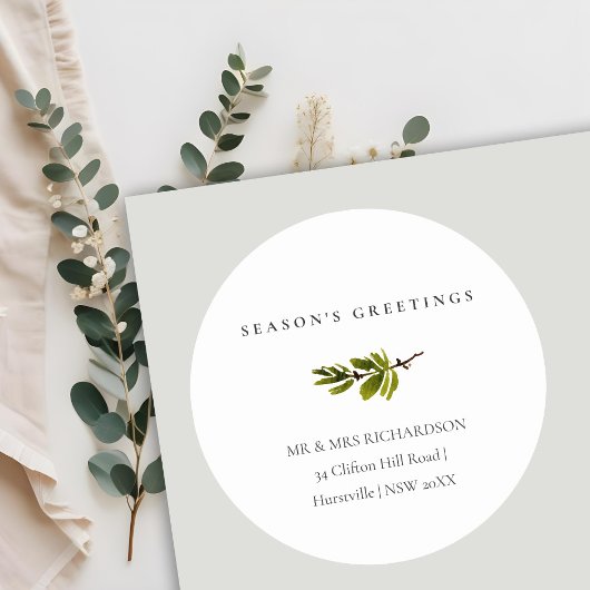 Pine Branch Weihnachtsfeier Weihnachtsfeierlichkei Runder Aufkleber