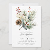 Pine Branch Winter Botanical Baby Dusche Einladung (Vorderseite)