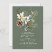 Pine Branch Winter Botanical Baby Dusche Einladung (Vorderseite)