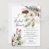 Pine Branch Winter Botanical Bridal Shower  Einladung (Vorderseite)