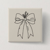 Pine Branch with Bow Minimalist Button (Vorderseite)