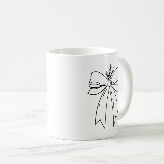 Pine Branch with Bow Minimalist Kaffeetasse (VorderseiteRechts)