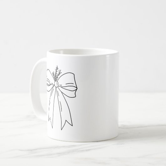 Pine Branch with Bow Minimalist Kaffeetasse (Vorderseite Links)