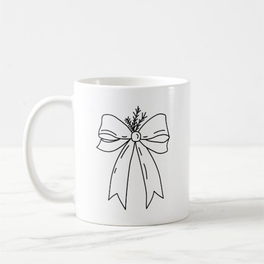 Pine Branch with Bow Minimalist Kaffeetasse (Links)