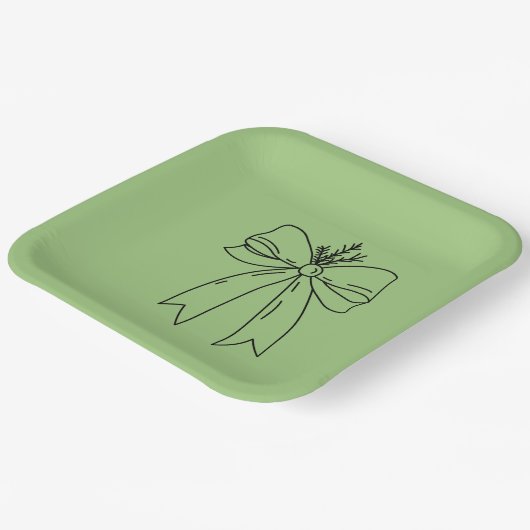 Pine Branch with Bow Minimalist Pappteller (Gewinkelt)