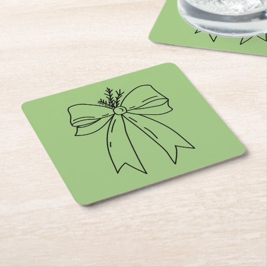 Pine Branch with Bow Minimalist Rechteckiger Pappuntersetzer (angewinkelt)