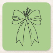 Pine Branch with Bow Minimalist Rechteckiger Pappuntersetzer (Vorderseite)