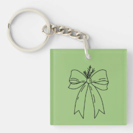 Pine Branch with Bow Minimalist Schlüsselanhänger