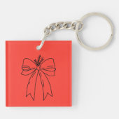 Pine Branch with Bow Minimalist Schlüsselanhänger (Rückseite)