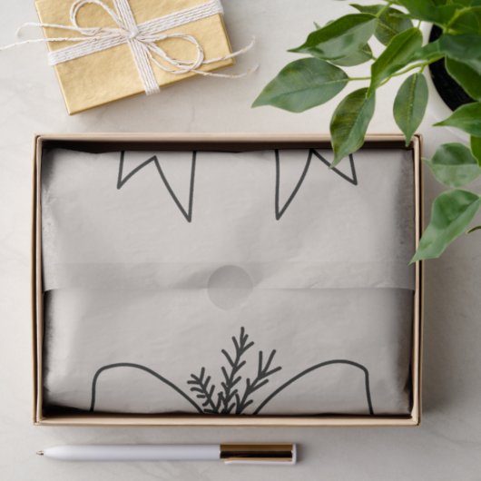 Pine Branch with Bow Minimalist Seidenpapier (Geschenk)