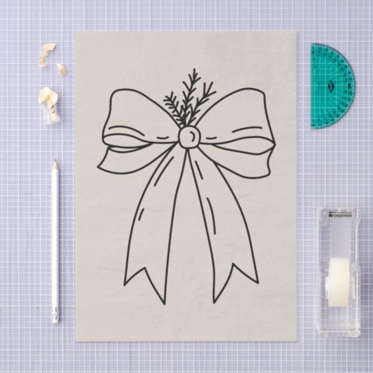 Pine Branch with Bow Minimalist Seidenpapier (Handwerk)