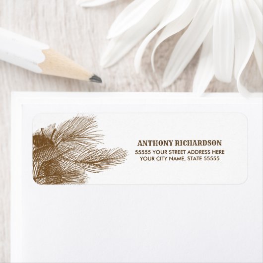 Pine Branch Zeichnend Rücksendeadressen-Aufkleber (Insitu)