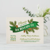 Pine Branches Cones Camping Glamping Wedding Einladung (Stehend Vorderseite)