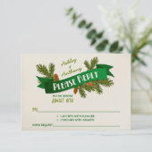 Pine Branches Cones Camping Glamping Wedding RSVP Karte (Stehend Vorderseite)