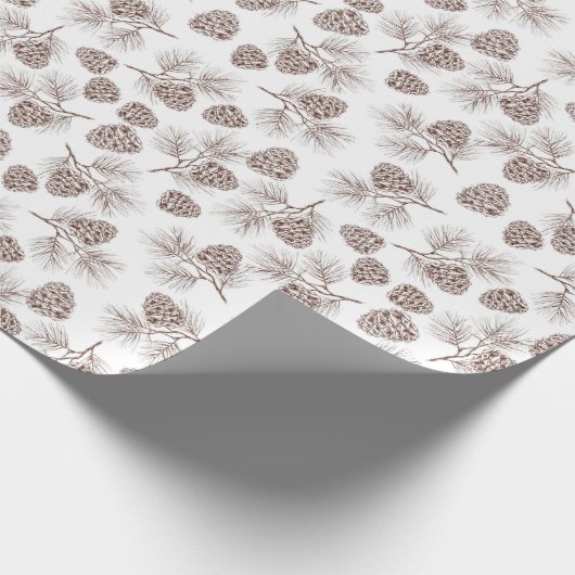 Pine Branches Pine Cone Rustikales Geschenk Geschenkpapier (Ecke)