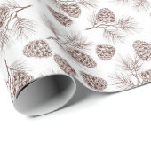 Pine Branches Pine Cone Rustikales Geschenk Geschenkpapier (Rolleneckpunkt)