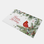 Pine Branches Pine Cones Red Kardinal Berries Fußmatte (Schrägansicht)