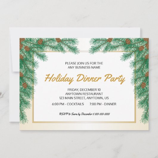 Pine Branches Weihnachts-Party Einladung (Vorderseite)