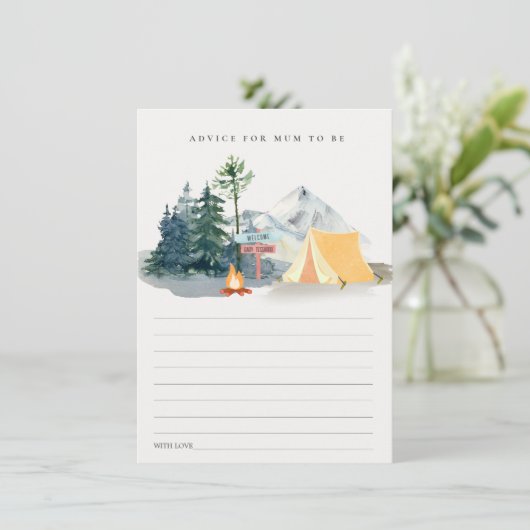 Pine-Camping-Bergberatung für Mama-Babydusche Begleitkarte (Stehend Vorderseite)