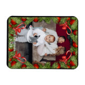 Pine Candy Canes Foto Name Weihnachtskarte Magnet (Horizontal)