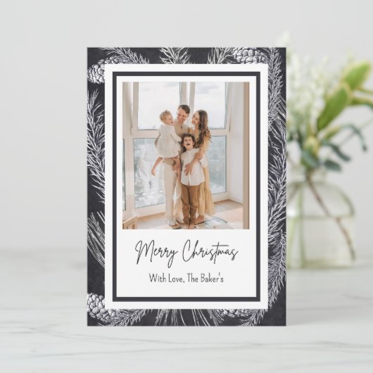 PINE CHRISTMAS CARD EINLADUNG (Stehend Vorderseite)