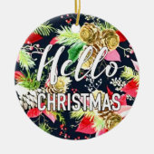 Pine Christmas Tree und Blume Keramik Ornament (Vorne)