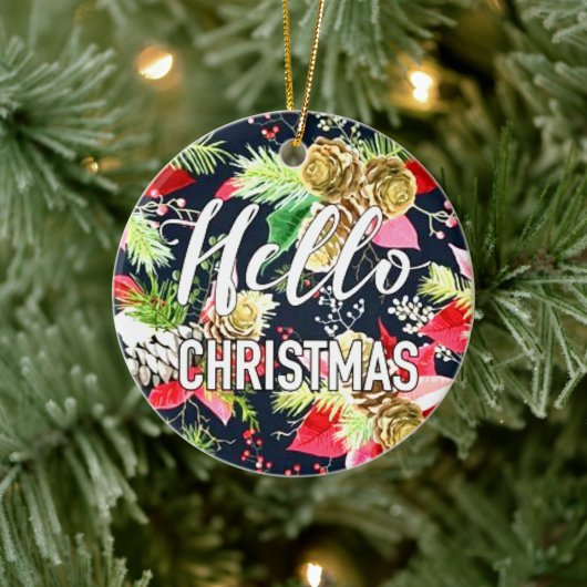 Pine Christmas Tree und Blume Keramik Ornament
