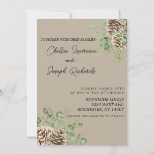 Pine Cone and Greenerity Wedding Einladung
