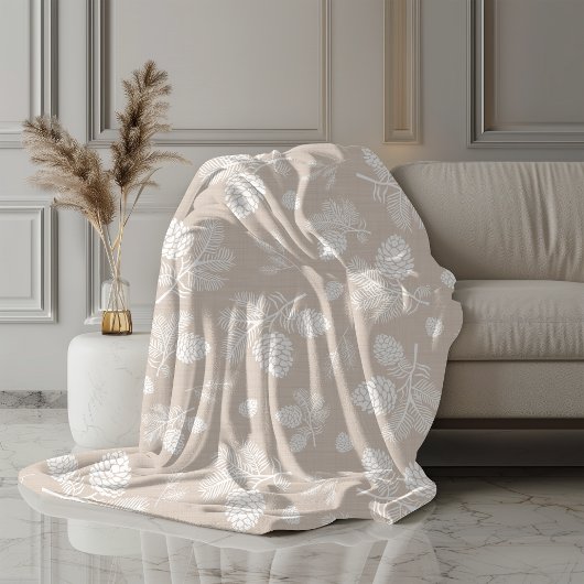 Pine Cone Beige Muster Fleece Blankon