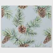 Pine Cone/Blue Pattern Geschenkpapier (Flach)
