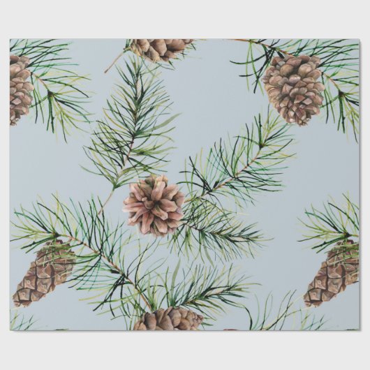 Pine Cone/Blue Pattern Geschenkpapier (Flach)