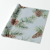 Pine Cone/Blue Pattern Geschenkpapier (Ungerollt)