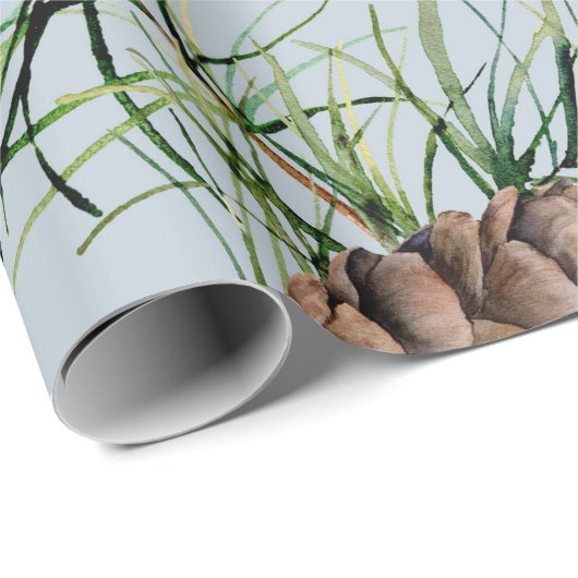 Pine Cone/Blue Pattern Geschenkpapier (Rolleneckpunkt)