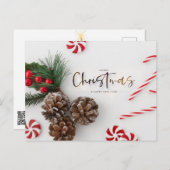 Pine Cone & Candy Cane Grüße Feiertagspostkarte (Vorne/Hinten)